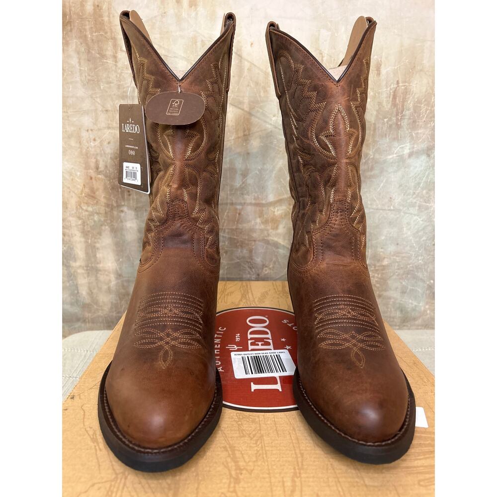 Laredo Birchwood 68452 Men's Western Cowboy Boot Tan Distressed Leather Sz 9.5 D - Picture 9 of 15